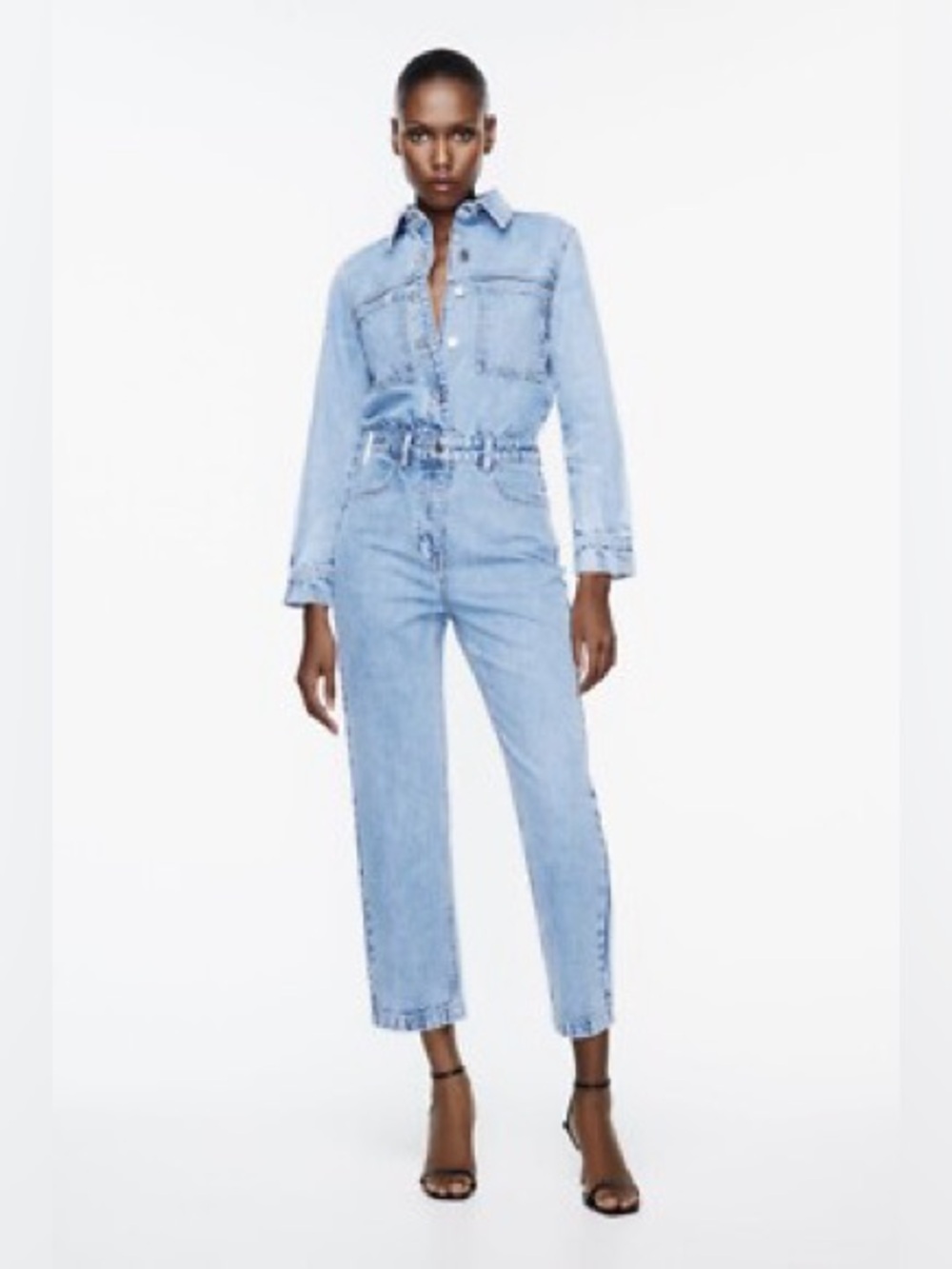 Zara Light Blue Straight-Leg High-Waist Jeans